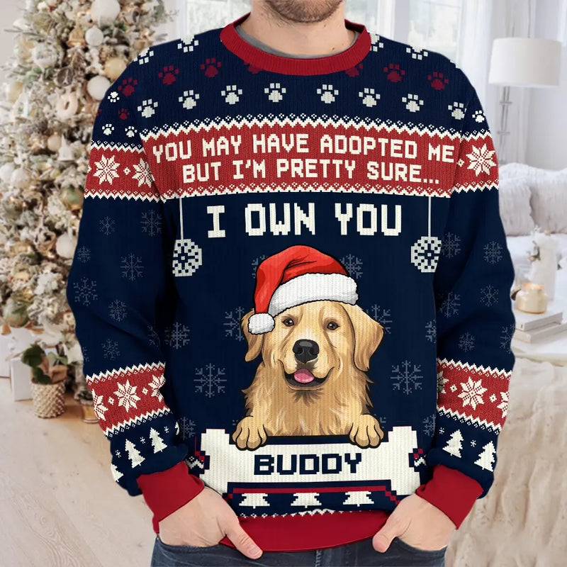 I Own You - Dog Personalized Custom Ugly Sweatshirt - Unisex Wool Jumper - Christmas Gift For Pet Owners, Pet Lovers