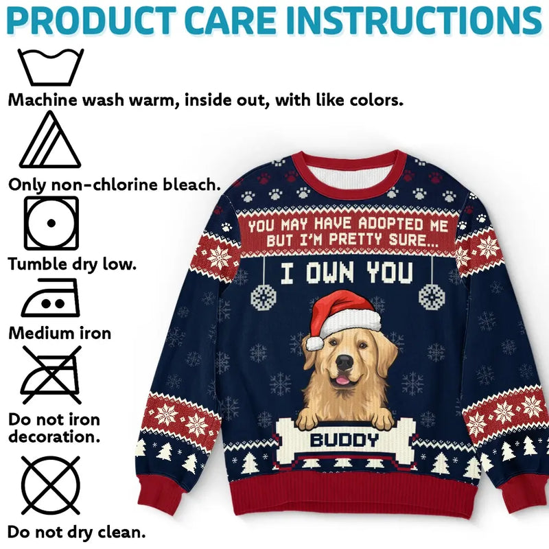 I Own You - Dog Personalized Custom Ugly Sweatshirt - Unisex Wool Jumper - Christmas Gift For Pet Owners, Pet Lovers