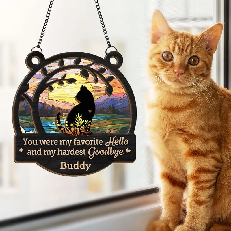 A Dog Wags His Tail With His Heart - Memorial Personalized Window Hanging Suncatcher - Sympathy Gift For Pet Owners, Pet Lovers