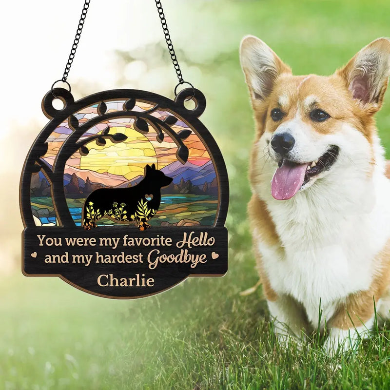 A Dog Wags His Tail With His Heart - Memorial Personalized Window Hanging Suncatcher - Sympathy Gift For Pet Owners, Pet Lovers