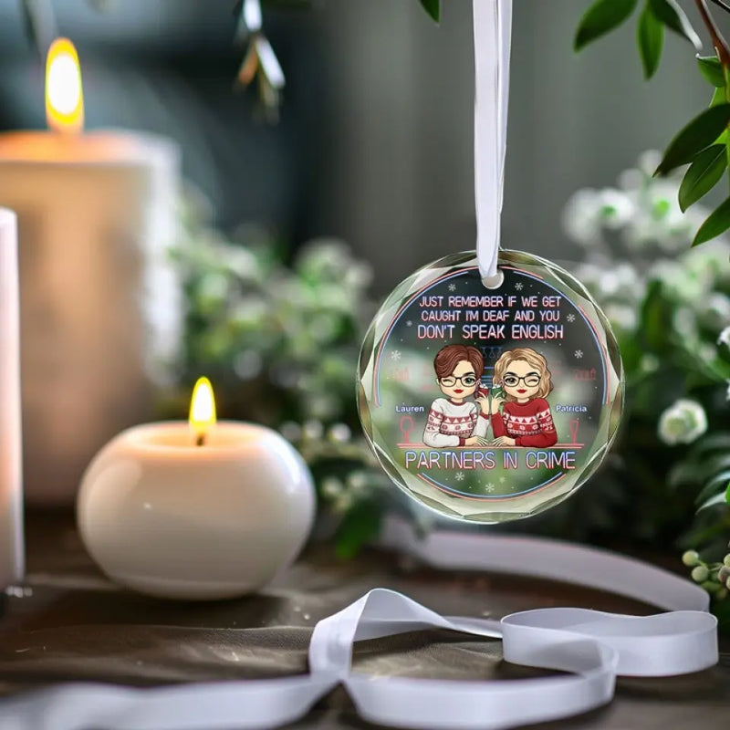 Custom Name Funny Christmas Gifts for Best Friends - Personalized Glass Ornament
