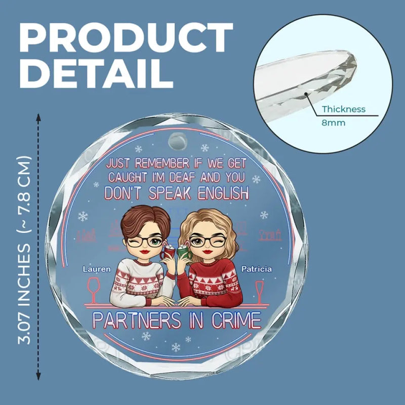 Custom Name Funny Christmas Gifts for Best Friends - Personalized Glass Ornament