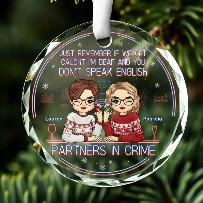 Custom Name Funny Christmas Gifts for Best Friends - Personalized Glass Ornament