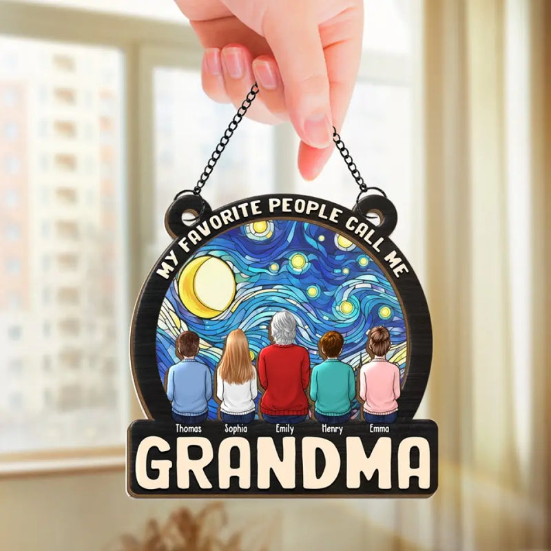 Custom Name Grandma Family Gifts - Personalized Suncatcher Ornament