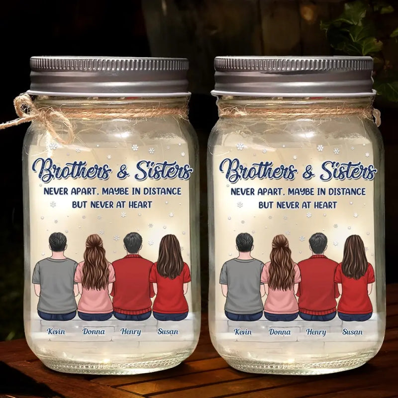 Custom Name Brothers and Sisters Gifts - Personalized Mason Jar Light