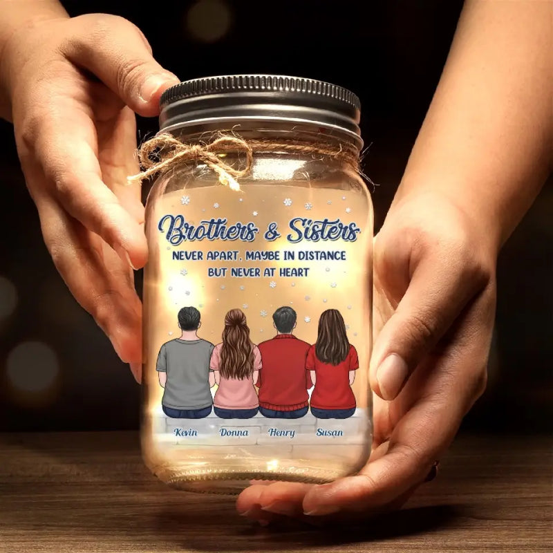 Custom Name Brothers and Sisters Gifts - Personalized Mason Jar Light
