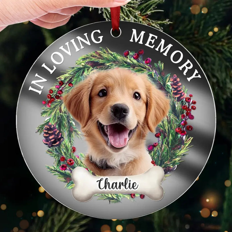 Custom Photo In Loving Memory- Memorial Personalized Custom Mirrored Acrylic Ornament - Sympathy Gift, Christmas Gift For Pet Owners, Pet Lovers