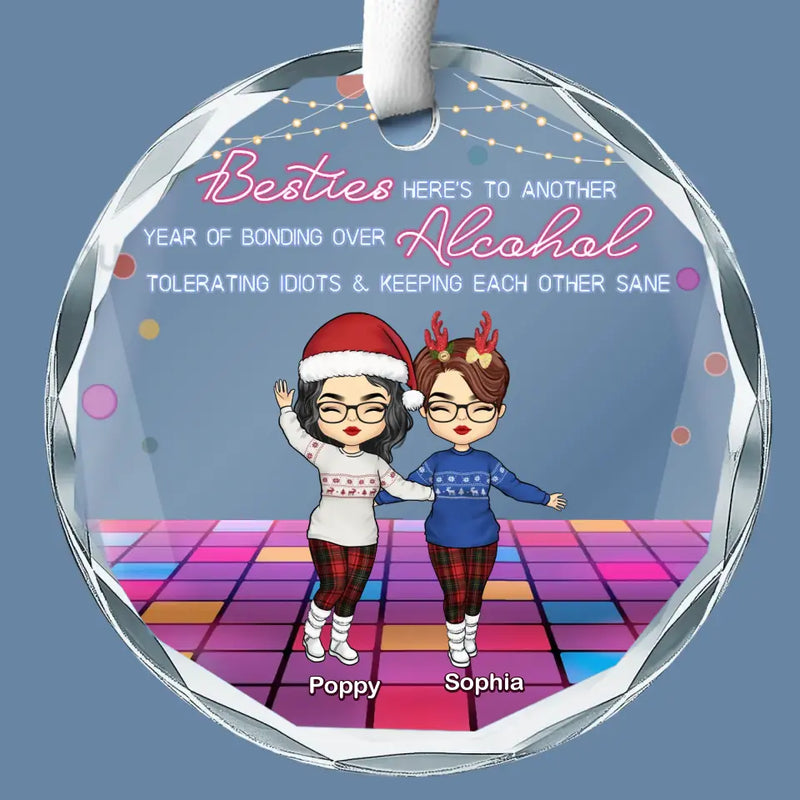 Custom Name Besties Christmas Gifts for Women - Personalized Glass Ornament