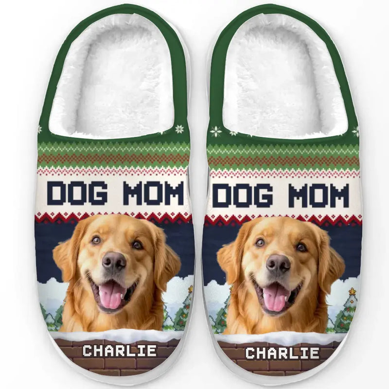 Custom Photo We Woof You A Merry Christmas - Dog & Cat Personalized Custom Fluffy Slippers - Christmas Gift For Pet Owners, Pet Lovers