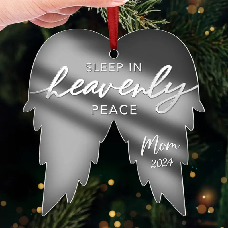 Sleep In Heavenly Peace - Memorial Personalized Custom Mirrored Acrylic Ornament - Sympathy Gift, Christmas Gift For Family Members