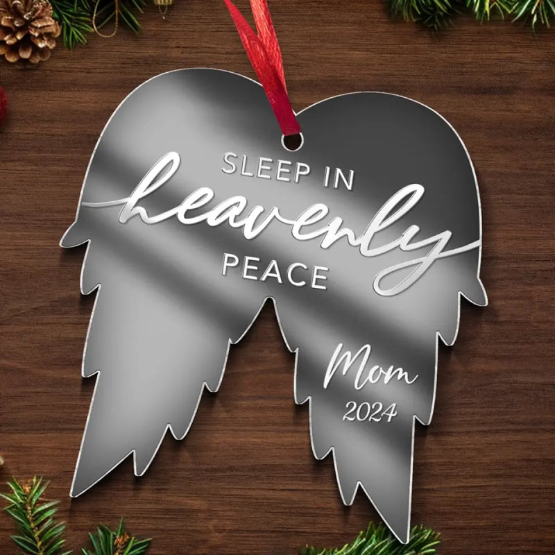 Sleep In Heavenly Peace - Memorial Personalized Custom Mirrored Acrylic Ornament - Sympathy Gift, Christmas Gift For Family Members