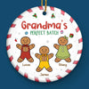 Cherish The Sweet Moments With Family, Just Like Gingerbread Treats - Family Personalized Custom Ornament - Ceramic Round Shaped - Christmas Gift For Mom, Grandma
