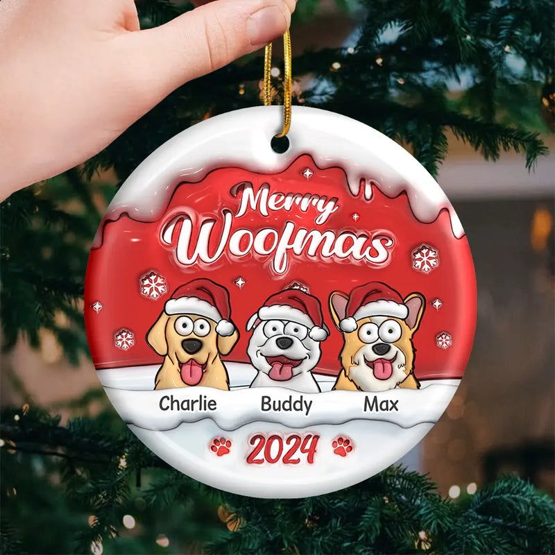 Santa Paws Brought Me The Cutest Little Christmas Sidekick - Dog & Cat Personalized Custom 3D Inflated Effect Printed Ornament - Ceramic Round Shaped - Christmas Gift For Pet Owners, Pet Lovers