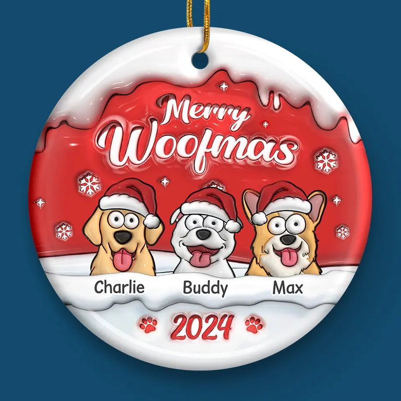 Santa Paws Brought Me The Cutest Little Christmas Sidekick - Dog & Cat Personalized Custom 3D Inflated Effect Printed Ornament - Ceramic Round Shaped - Christmas Gift For Pet Owners, Pet Lovers