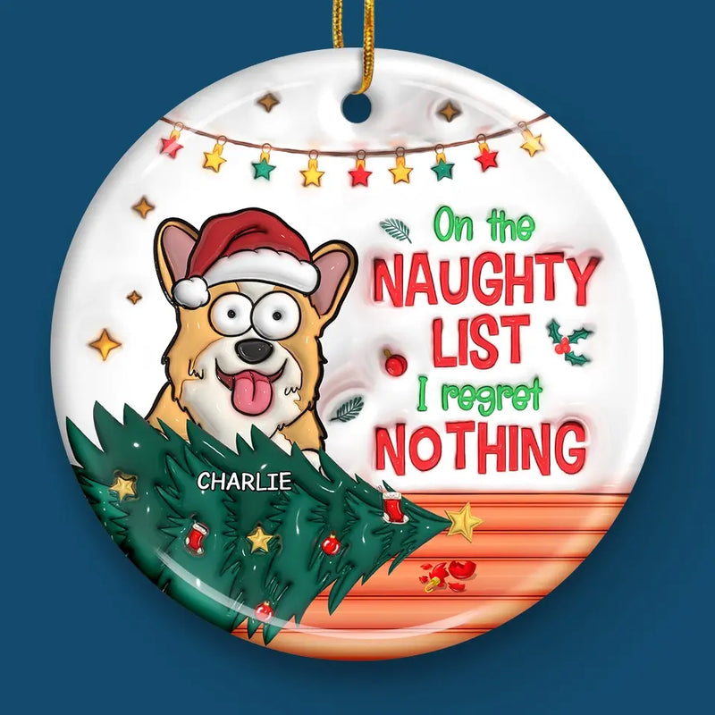 Christmas Cheer With My Pet Sidekick - Dog & Cat Personalized Custom 3D Inflated Effect Printed Ornament - Ceramic Round Shaped - Christmas Gift For Pet Owners, Pet Lovers