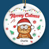 Season's Greetings - Dog & Cat Personalized Custom 3D Inflated Effect Printed Ornament - Ceramic Round Shaped - Christmas Gift For Pet Owners, Pet Lovers