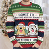 Purrs And Tail Wags This Christmas - Dog & Cat Personalized Custom Ugly Sweatshirt - Unisex Wool Jumper - Christmas Gift For Pet Owners, Pet Lovers