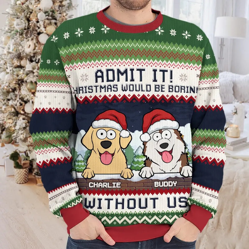 Purrs And Tail Wags This Christmas - Dog & Cat Personalized Custom Ugly Sweatshirt - Unisex Wool Jumper - Christmas Gift For Pet Owners, Pet Lovers