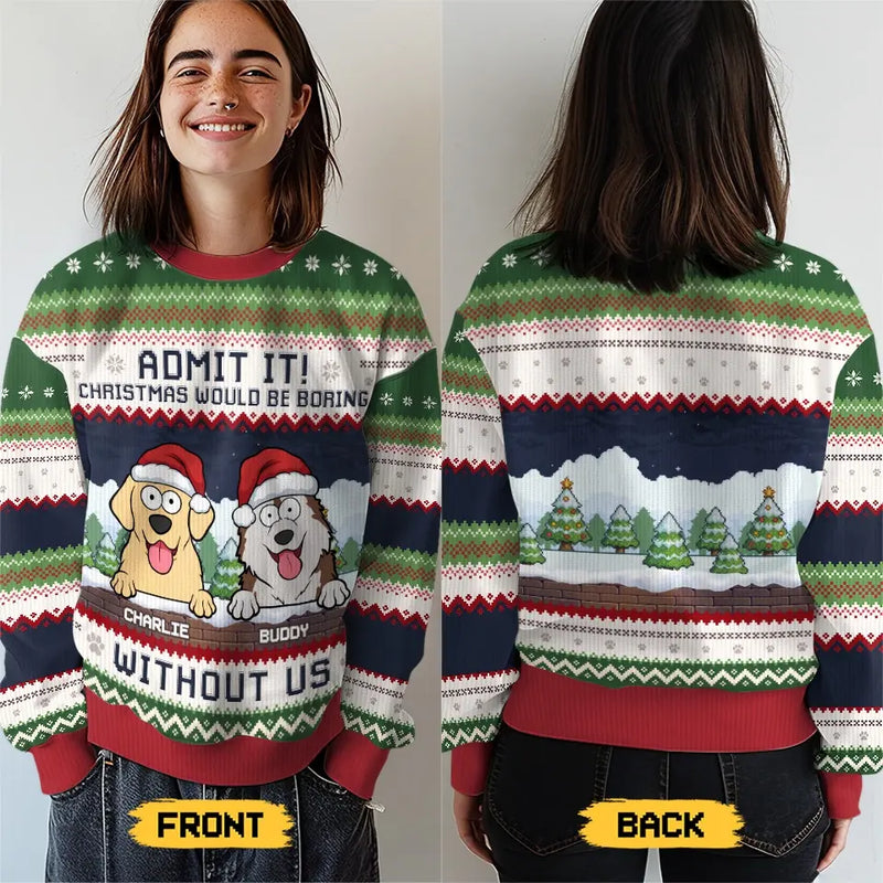 Purrs And Tail Wags This Christmas - Dog & Cat Personalized Custom Ugly Sweatshirt - Unisex Wool Jumper - Christmas Gift For Pet Owners, Pet Lovers