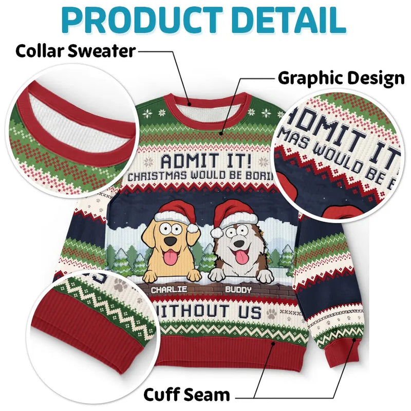 Purrs And Tail Wags This Christmas - Dog & Cat Personalized Custom Ugly Sweatshirt - Unisex Wool Jumper - Christmas Gift For Pet Owners, Pet Lovers
