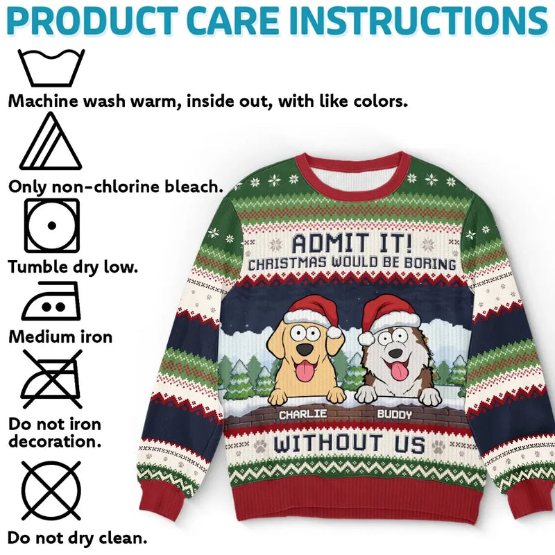 Purrs And Tail Wags This Christmas - Dog & Cat Personalized Custom Ugly Sweatshirt - Unisex Wool Jumper - Christmas Gift For Pet Owners, Pet Lovers