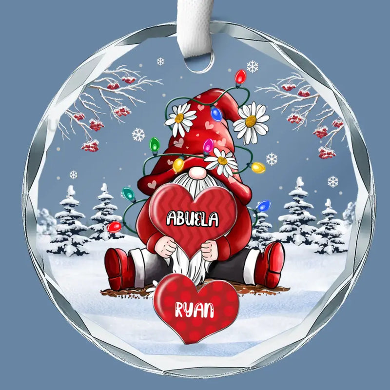 Custom Name Christmas Gifts for Grandma - Personalized Glass Ornament
