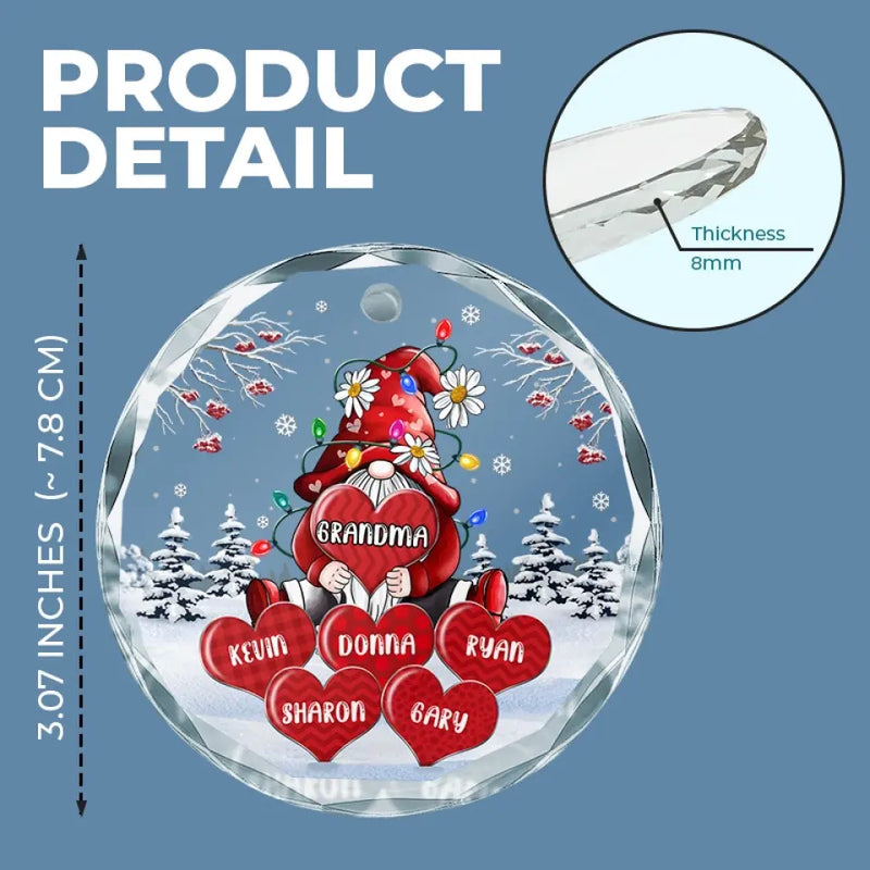 The True Power Behind The Power - Family Personalized Custom Circle Glass Ornament - Christmas Gift For Mom, Grandma