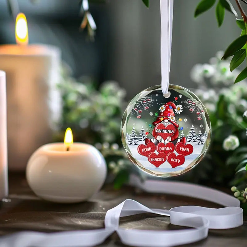 The True Power Behind The Power - Family Personalized Custom Circle Glass Ornament - Christmas Gift For Mom, Grandma