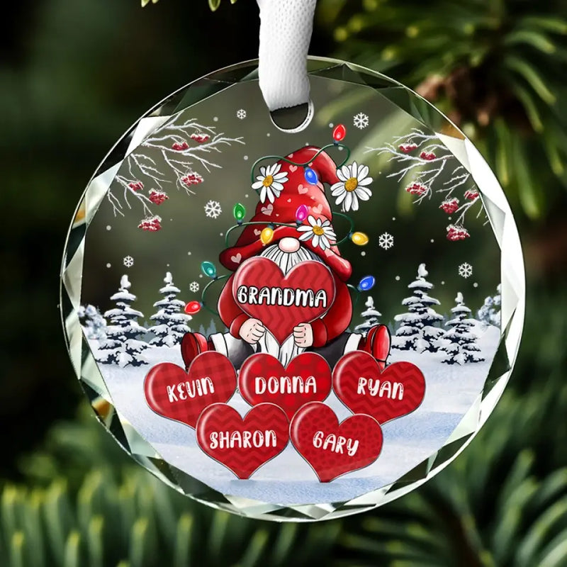 Custom Name Christmas Gifts for Grandma - Personalized Glass Ornament