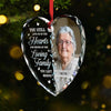 Custom Photo You Still Live On In The Hearts - Memorial Personalized Custom Heart Glass Ornament - Sympathy Gift, Christmas Gift For Family Members