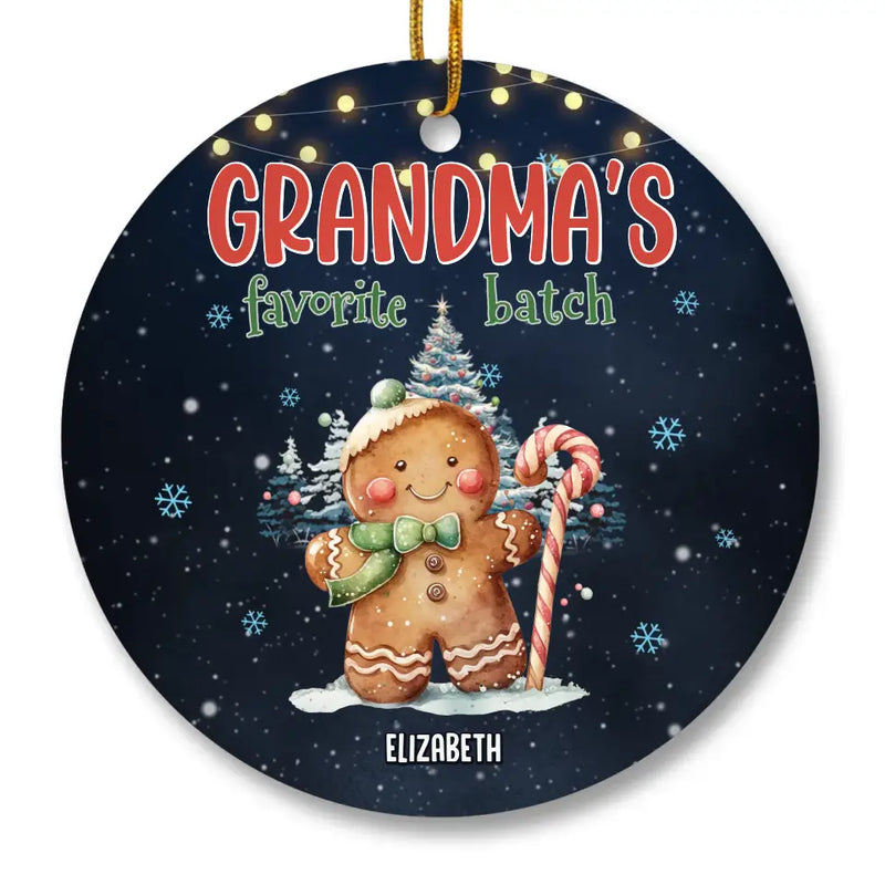 Custom Name Grandma's Favorite Batch Christmas Gifts for Grandma - Personalized Ceramic Ornament