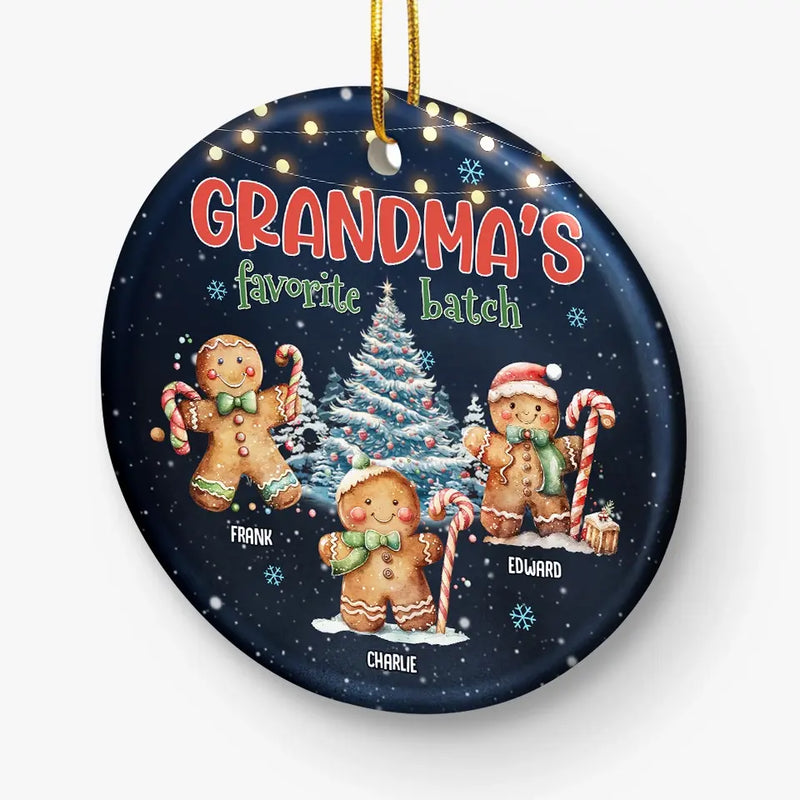 Custom Name Grandma's Favorite Batch Christmas Gifts for Grandma - Personalized Ceramic Ornament