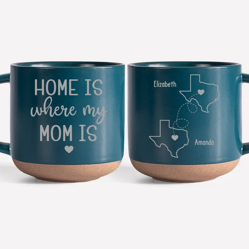 Custom Name Long Distance Mom Gifts - Personalized Pottery Mug