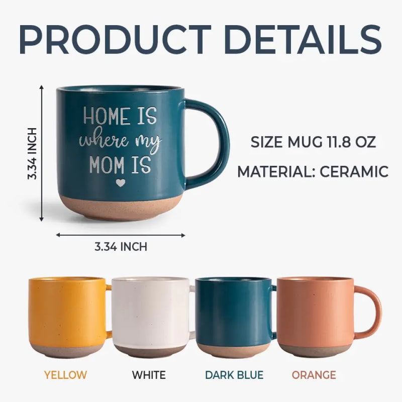 Home Is Where My Mom Is - Family Personalized Custom Pottery Mug - Gift For Mom, Grandma