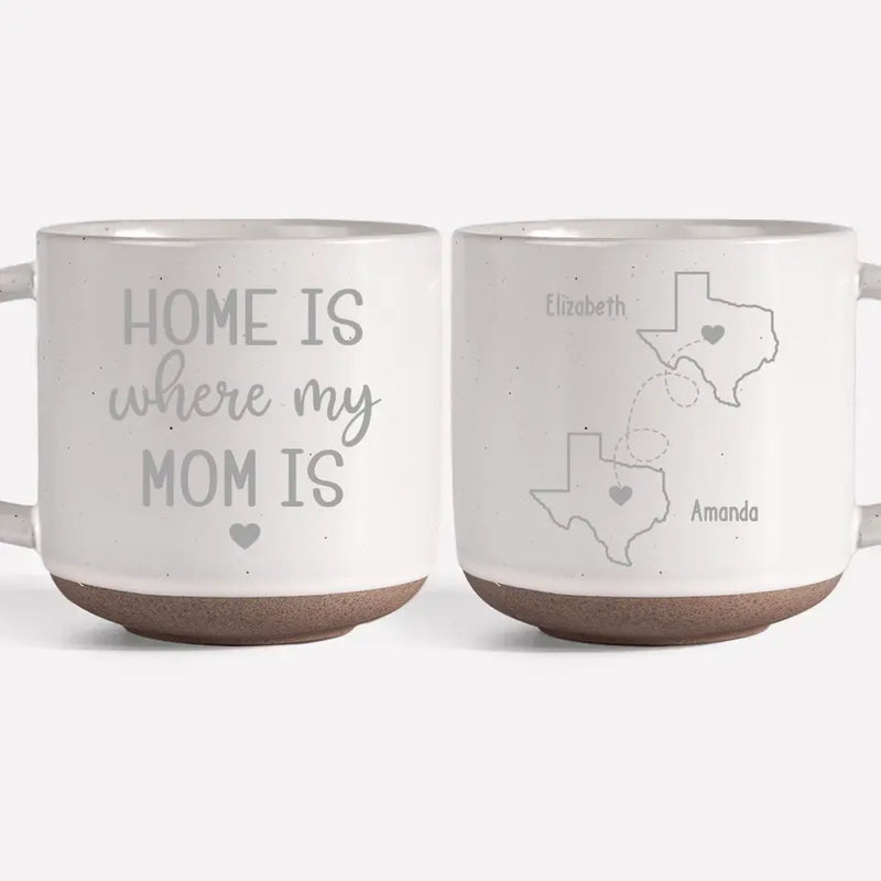 Custom Name Long Distance Mom Gifts - Personalized Pottery Mug