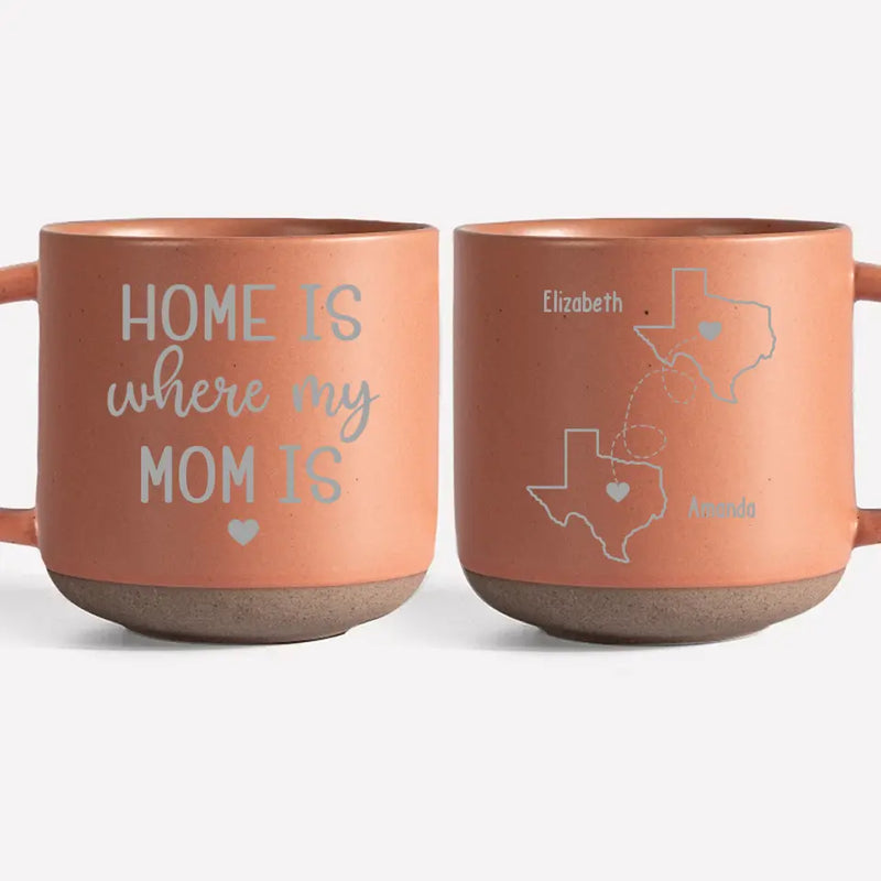 Custom Name Long Distance Mom Gifts - Personalized Pottery Mug