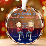 Custom Name Funny Drinking Christmas Gifts for Friends - Personalized Glass Ornament
