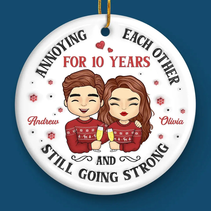 Custom Name Anniversary Gifts for Couples - Personalized Ceramic Ornament