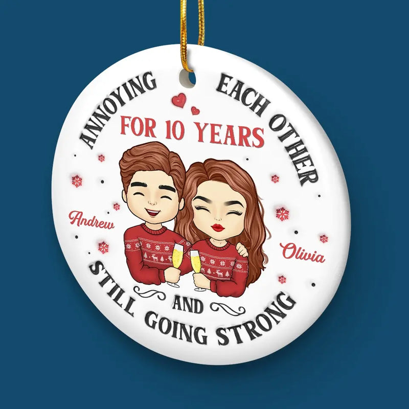 Custom Name Anniversary Gifts for Couples - Personalized Ceramic Ornament