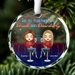 Custom Name Funny Drinking Christmas Gifts for Friends - Personalized Glass Ornament