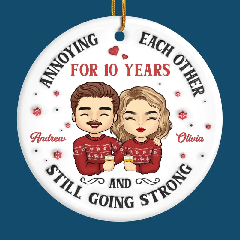 Custom Name Anniversary Gifts for Couples - Personalized Ceramic Ornament