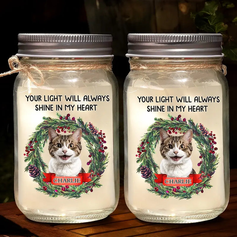 Custom Photo Light Up Your Life With Furry Love - Dog & Cat Personalized Custom Mason Jar Light - Christmas Gift For Pet Owners, Pet Lovers