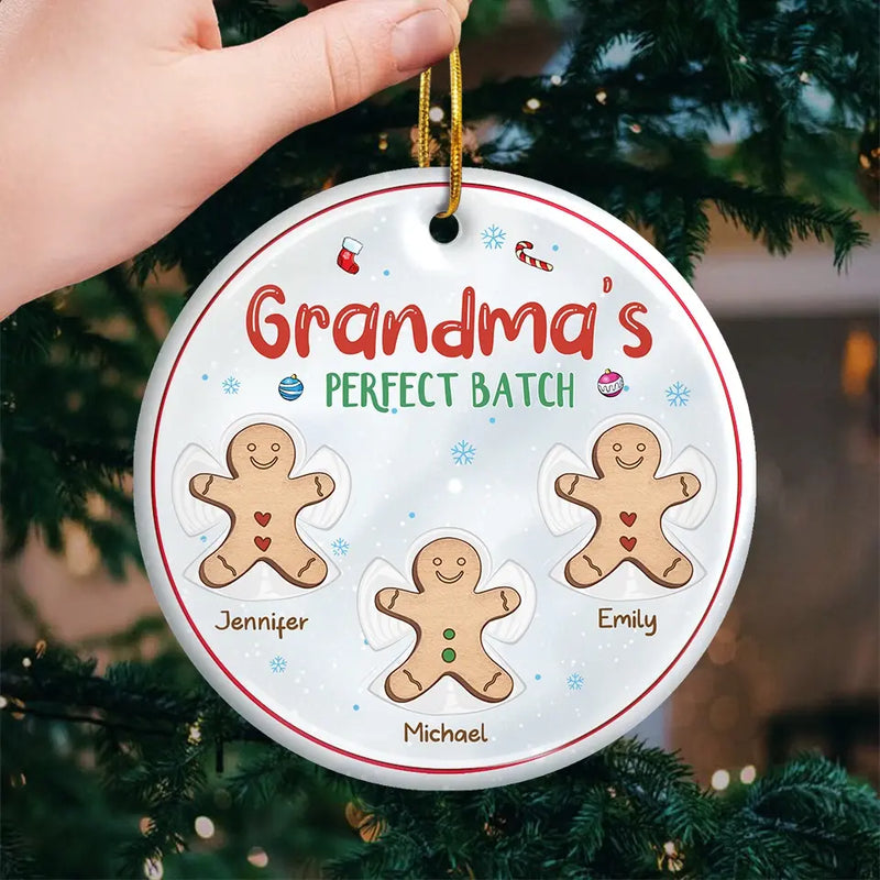 Custom Name Gingerbread Christmas Gifts for Grandma - Personalized Ceramic Ornament
