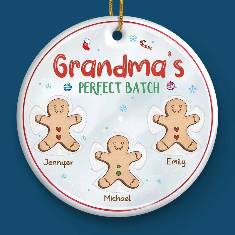 Spreading Gingerbread Joy - Family Personalized Custom Ornament - Ceramic Round Shaped - Christmas Gift For Mom, Grandma
