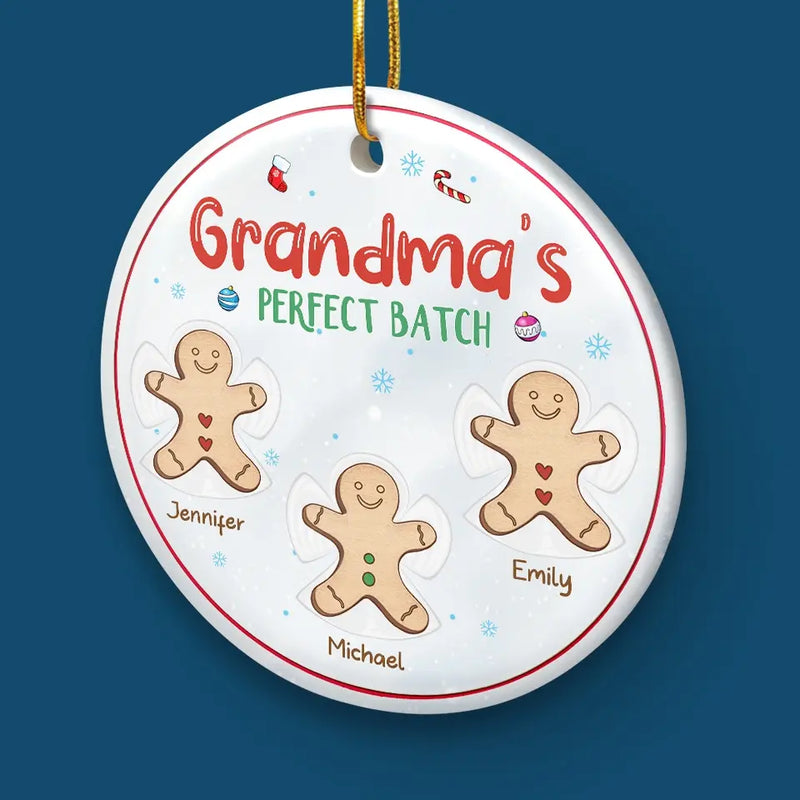 Custom Name Gingerbread Christmas Gifts for Grandma - Personalized Ceramic Ornament