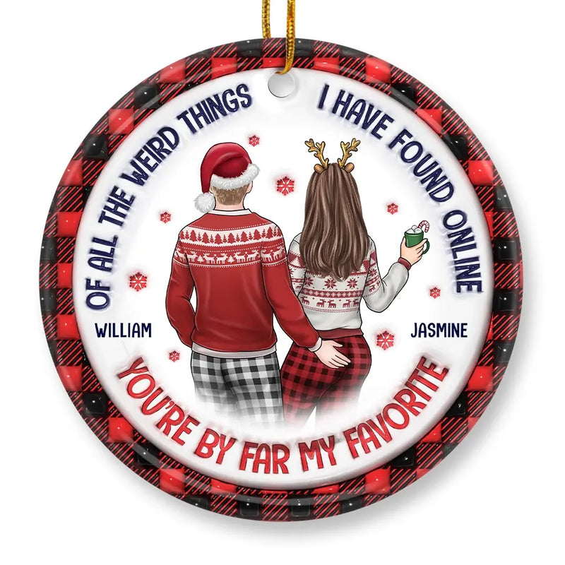 My Love For You Grows Stronger - Couple Personalized Custom 3D Inflated Effect Printed Ornament - Ceramic Round Shaped - Christmas Gift For Husband Wife, Anniversary