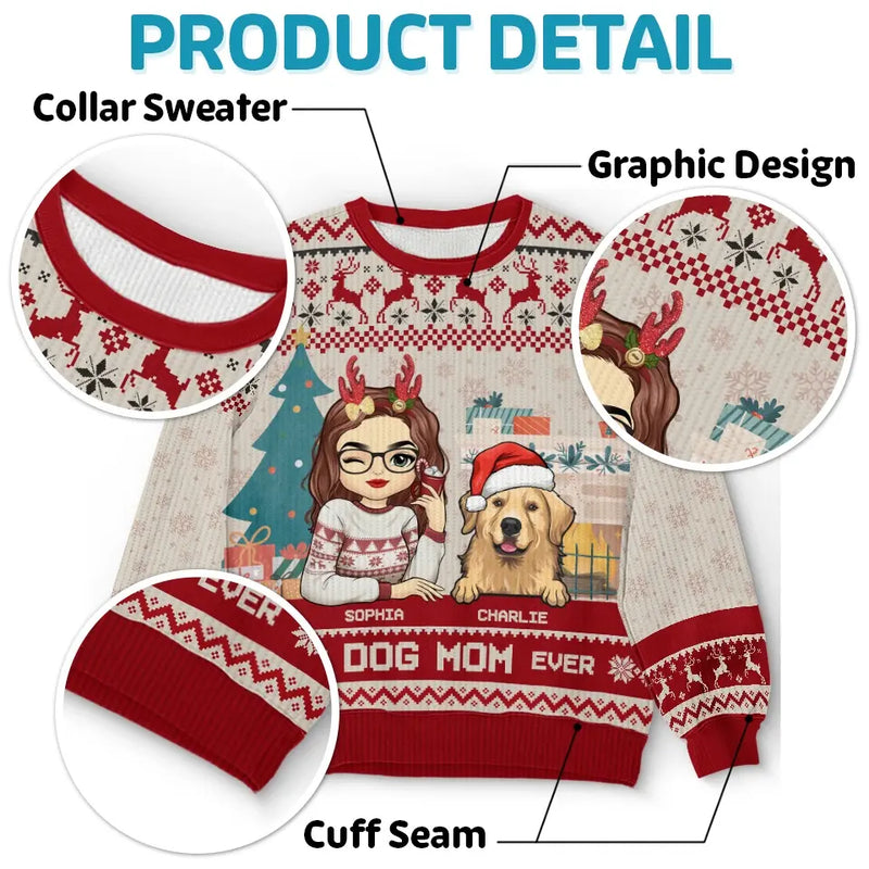 Best Fur Mom Ever - Dog & Cat Personalized Custom Ugly Sweatshirt - Unisex Wool Jumper - Christmas Gift For Pet Owners, Pet Lovers