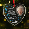 Custom Photo Never Forgotten, Forever Loved - Memorial Personalized Custom Heart Glass Ornament - Sympathy Gift, Christmas Gift For Family Members