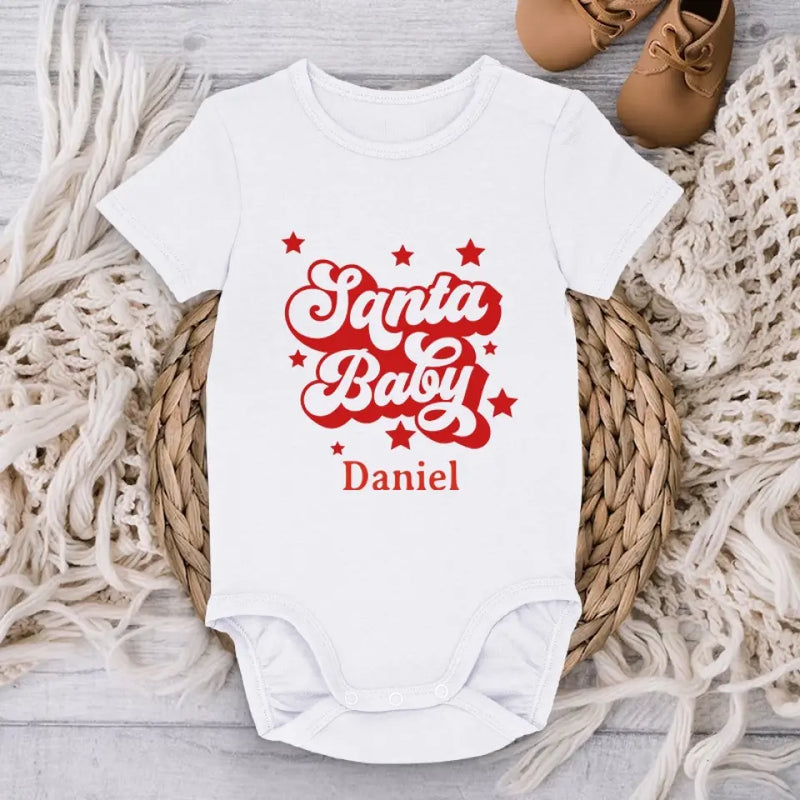 Our Little Santa Fills Our Hearts With Christmas Joy - Family Personalized Custom Baby Onesie - Christmas Gift For Baby Kids, Newborn Baby