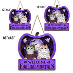 Custom Name Halloween Cat Welcome Gifts - Personalized Wood Sign